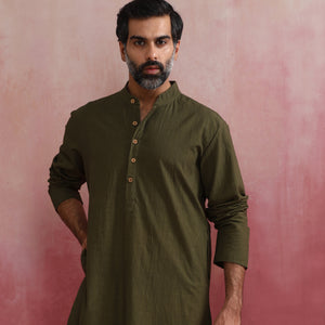 trueBrowns Men's Olive Kurta
