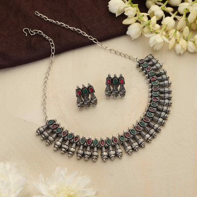 trueBrowns Silver Tone Necklace Set