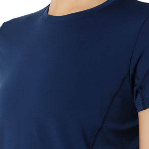 Flaunt Short Sleeve Round Neck Workout T-Shirt - Pageant Blue