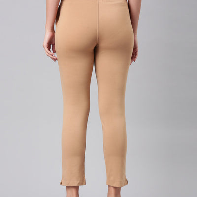 Women Solid Wheat Mid Rise Smart Fit Kurti Pant