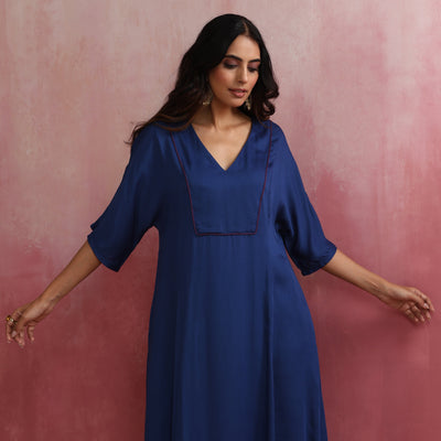 trueBrowns Blue Modal Kimono sleeve Kurta set