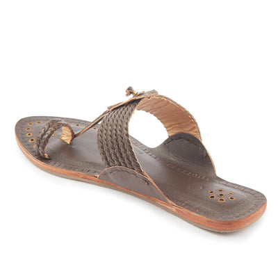 Brown Handstitched Leather Kolhapuri Women Slipper