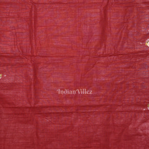 Maroon Nartaki Musical Theme  Hand-Painted Pattachitra Saree