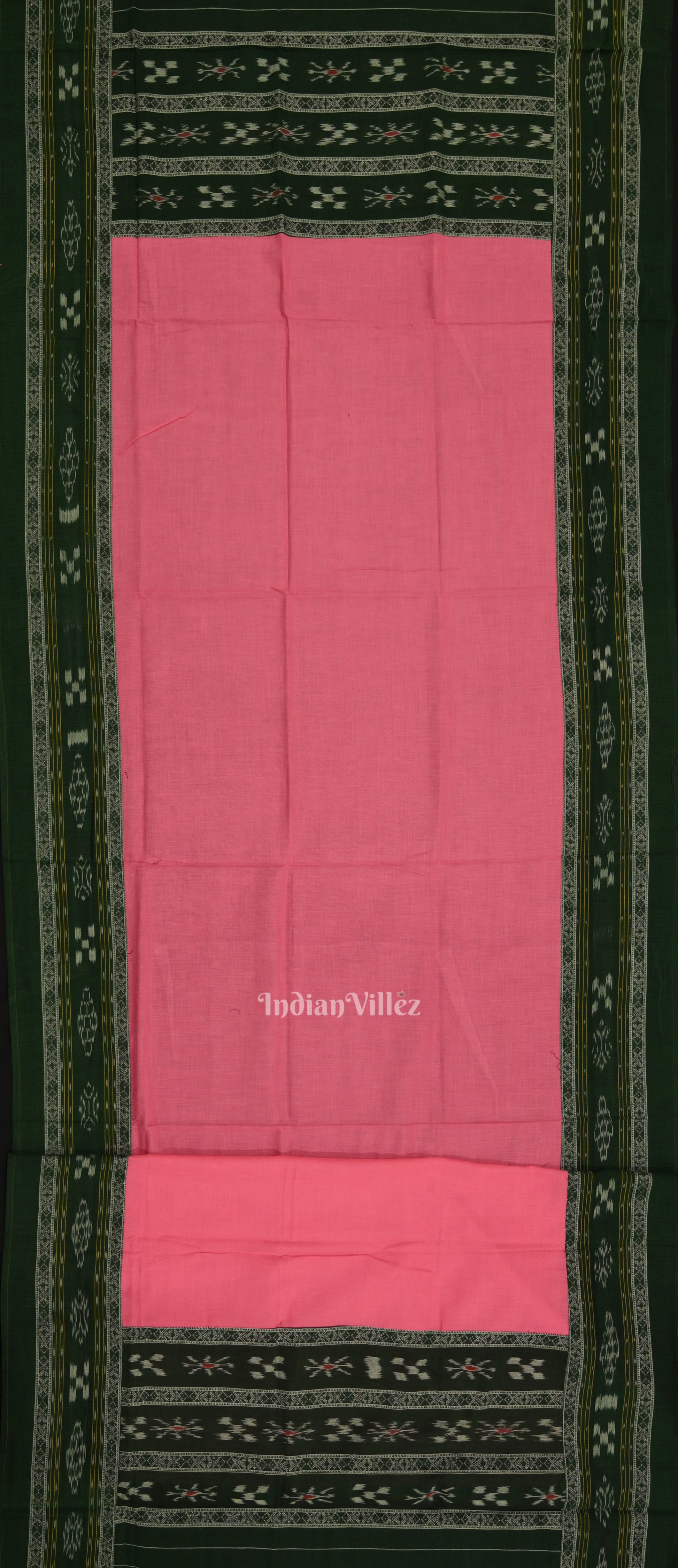 Green Pink Pasapali Sambalpuri Cotton Dress set with Dupatta