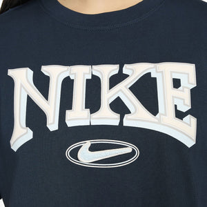 NIKE | SPORTSWEAR LOOSE SHORT-SLEEVE CROPPED T-SHIRT { BLUE