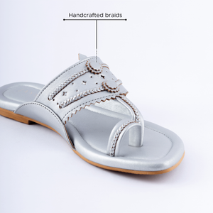 Silver Solid Kolha Flats
