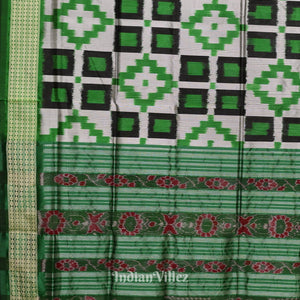 Black Green & Grey Pasapali Sambalpuri Silk Saree