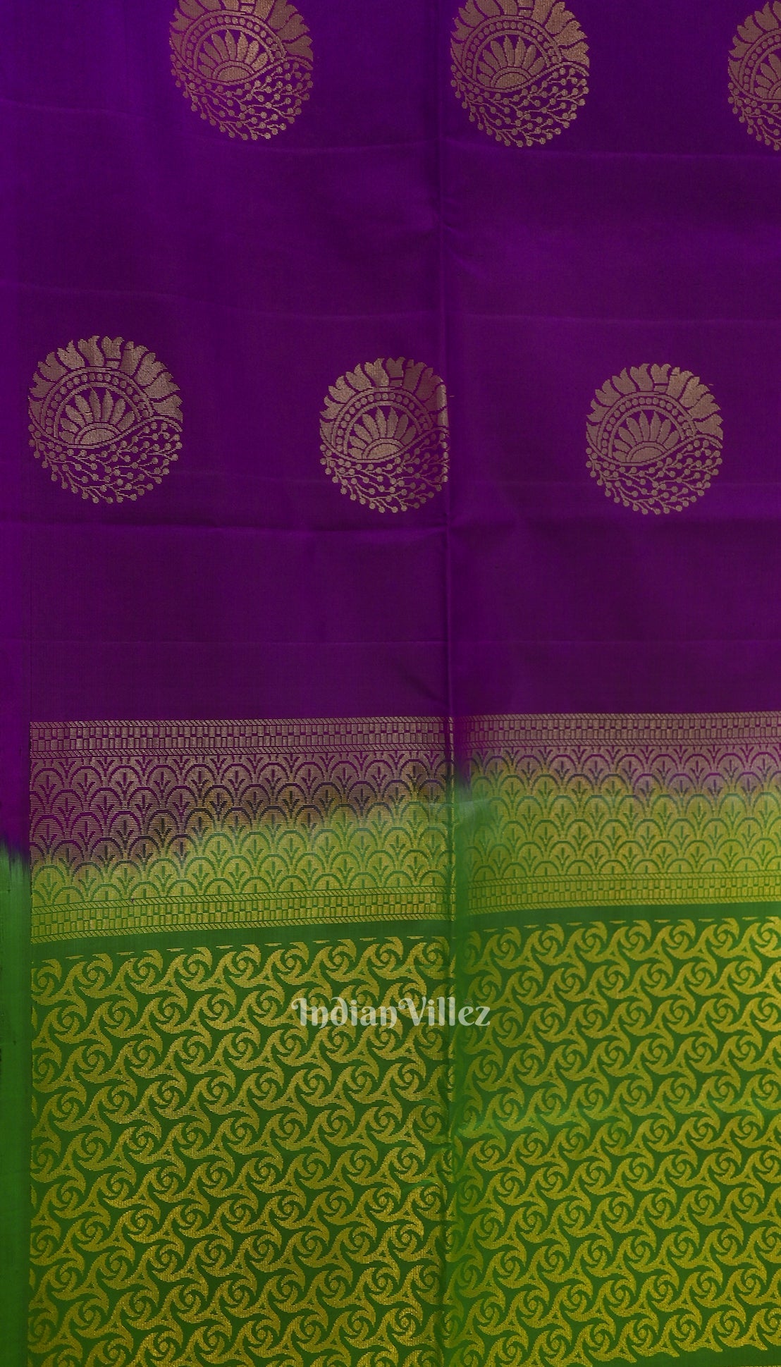 Deep Purple With Green Pure Kanjivaram Soft Silk Saree