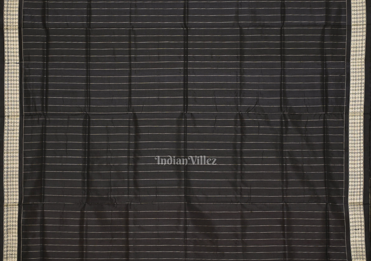 Deep Red Black Tribal Theme Sambalpuri Silk Saree