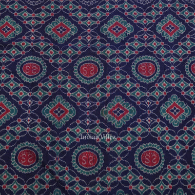 Blue Red Jhoti Theme Odisha Ikat Sambalpuri Dress Set & Dupatta