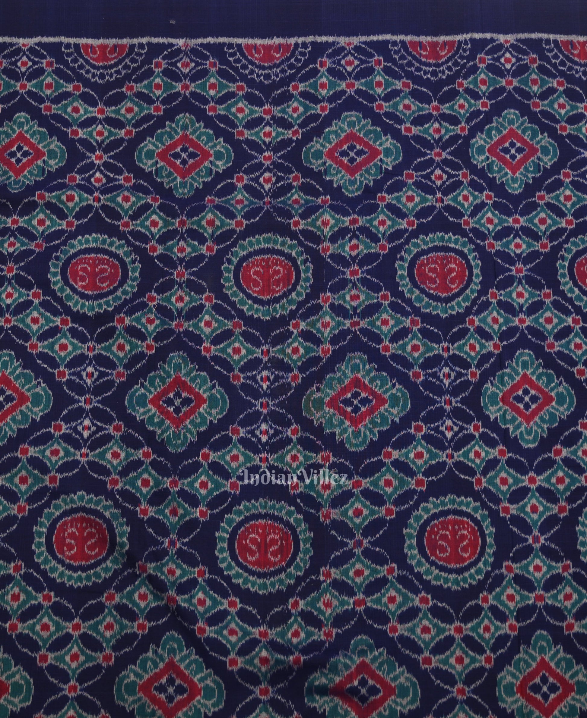 Blue Red Jhoti Theme Odisha Ikat Sambalpuri Dress Set & Dupatta
