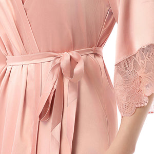 Eternal Bliss Full-length Satin Robe - Mellow Rose