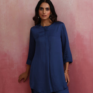 trueBrowns Blue Modal High Low Kurta Co-ord Set