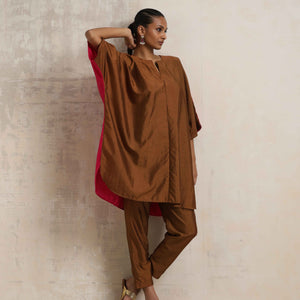 trueBrowns Brown Silk Co-ord Set