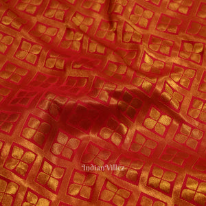 Yellow Pink Pure Kanjivaram Silk Saree