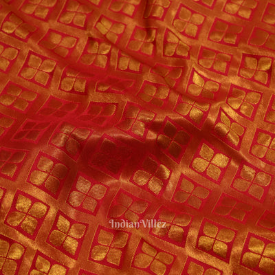 Yellow Pink Pure Kanjivaram Silk Saree