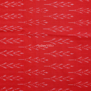 Red Handwoven Pochampally Ikat Cotton Fabric