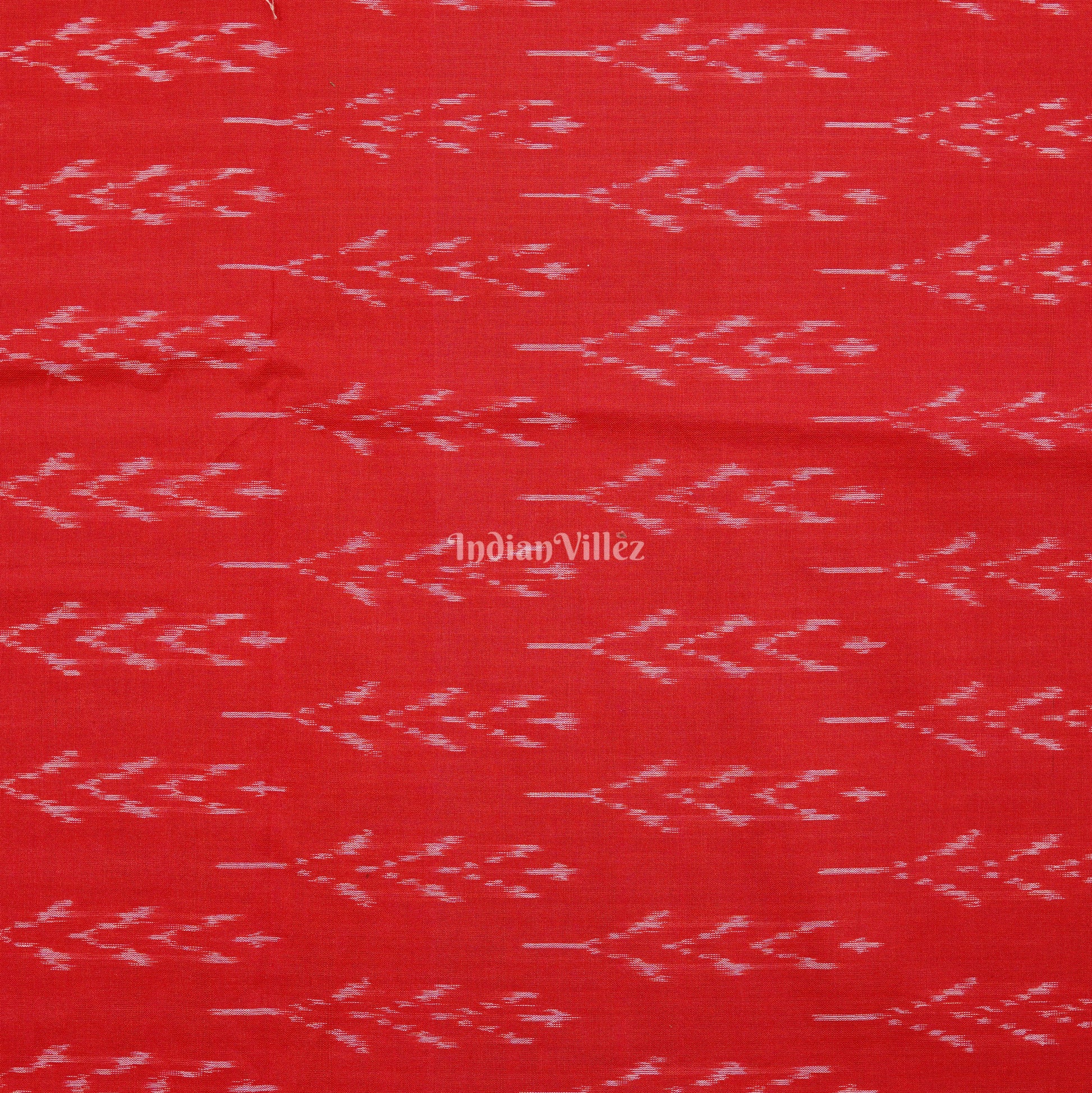 Red Handwoven Pochampally Ikat Cotton Fabric