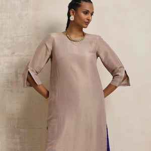 trueBrowns Lilac Tissue Kurta Co-ord Set