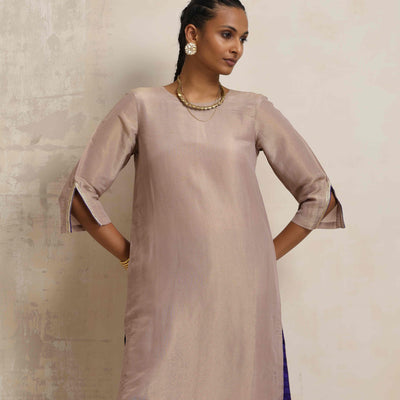 trueBrowns Lilac Tissue Kurta Co-ord Set