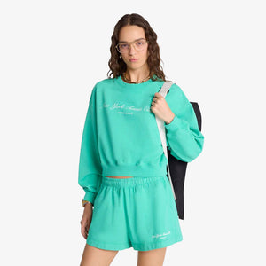 SPORTY & RICH | NY TENNIS CLUB CROPPED CREW NECK CARIBBEAN { GREEN