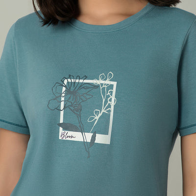 Scoop Neck Sleep Tee - Bloom Print