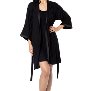 Satin Edge Robe - Black