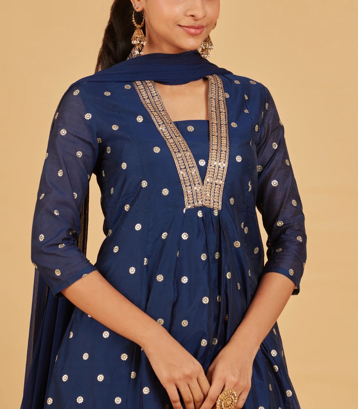 Royal Blue Kurta Set With Matching Dupatta