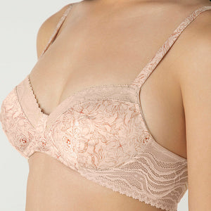 Demure Padded Non-Wired Demi Bra - Delicate Bloom Print