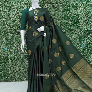 Deep Green Pure Kanjivaram Soft Silk Saree