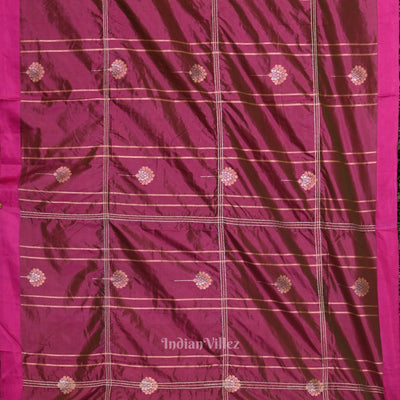 Rani Magenta Dual Tone Pure Banarasi Katan Silk Saree with Zardosi Work
