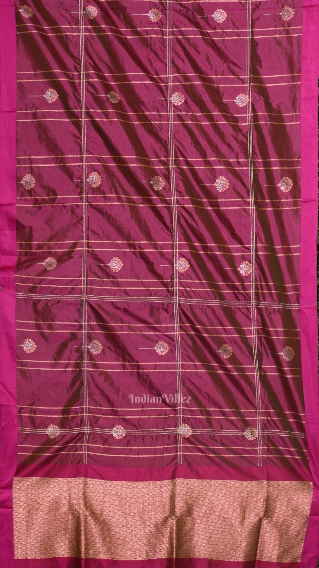 Rani Magenta Dual Tone Pure Banarasi Katan Silk Saree with Zardosi Work