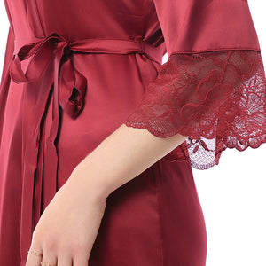 Eternal Bliss Full-length Satin Robe - Rio Red