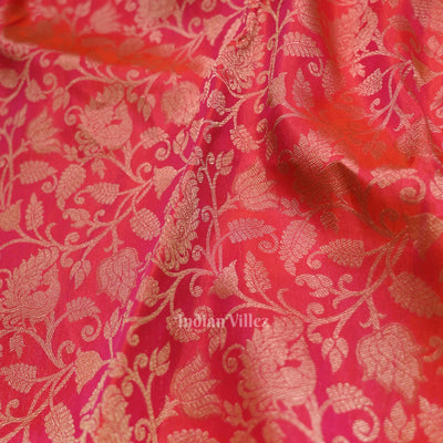 Hot Pink  pure authentic Kanjivaram Silk Saree with  Zari Brocade