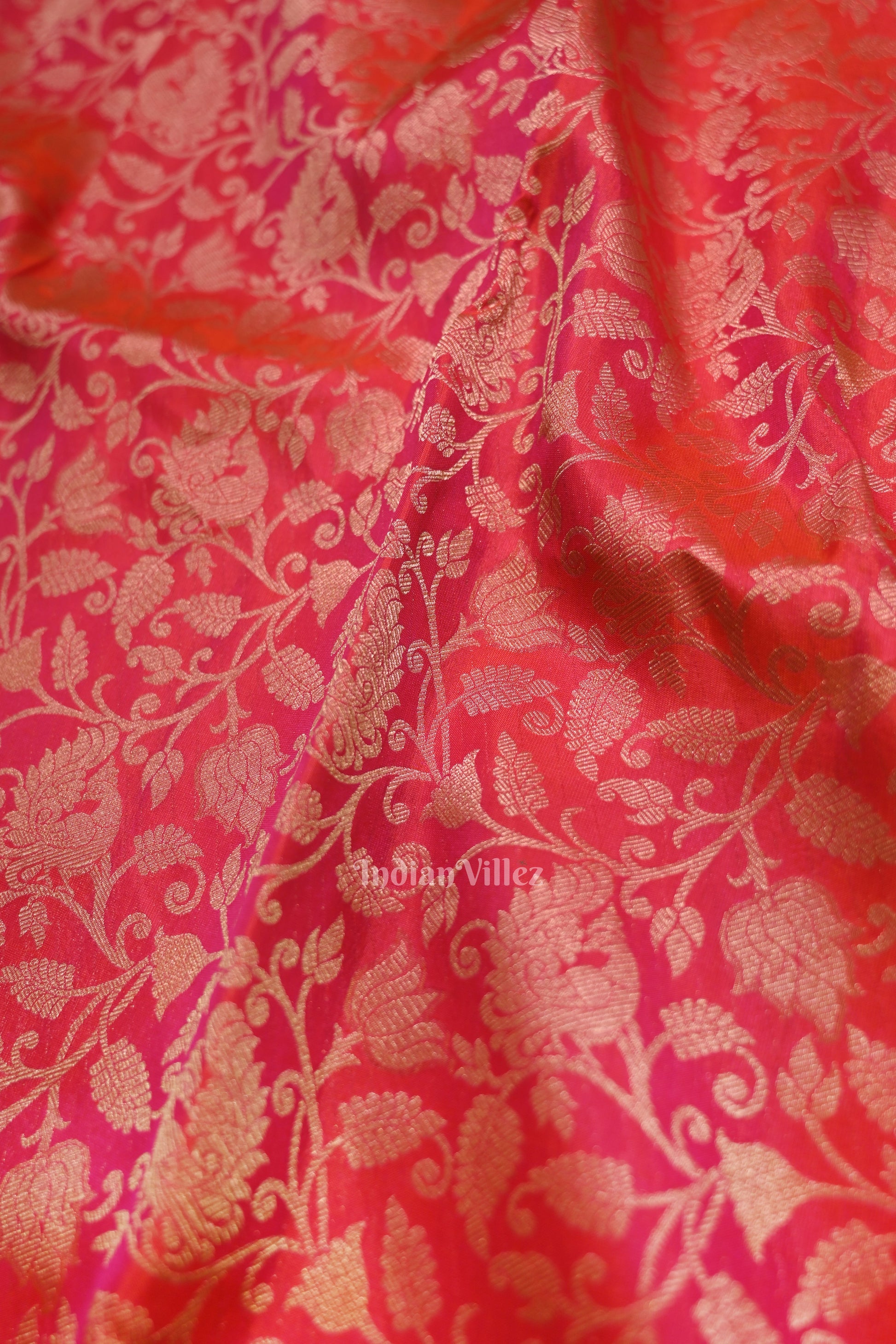 Hot Pink  pure authentic Kanjivaram Silk Saree with  Zari Brocade