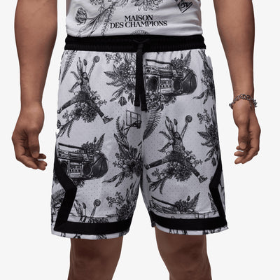 JORDAN | SPORT DRI-FIT PRINTED DIAMOND SHORTS { WHITE/BLACK/BLACK