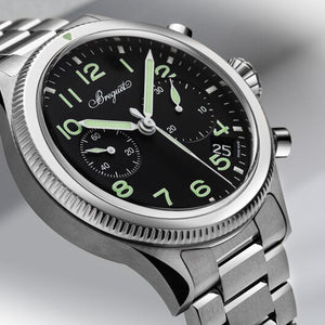 Breguet Swiss watch Brand Type XX Black Dial Silver Watch for Men