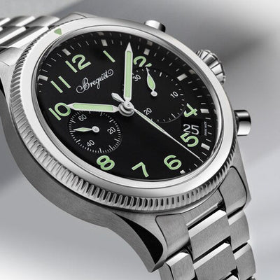 Breguet Swiss watch Brand Type XX Black Dial Silver Watch for Men