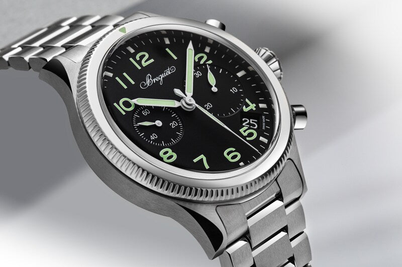 Breguet Swiss watch Brand Type XX Black Dial Silver Watch for Men