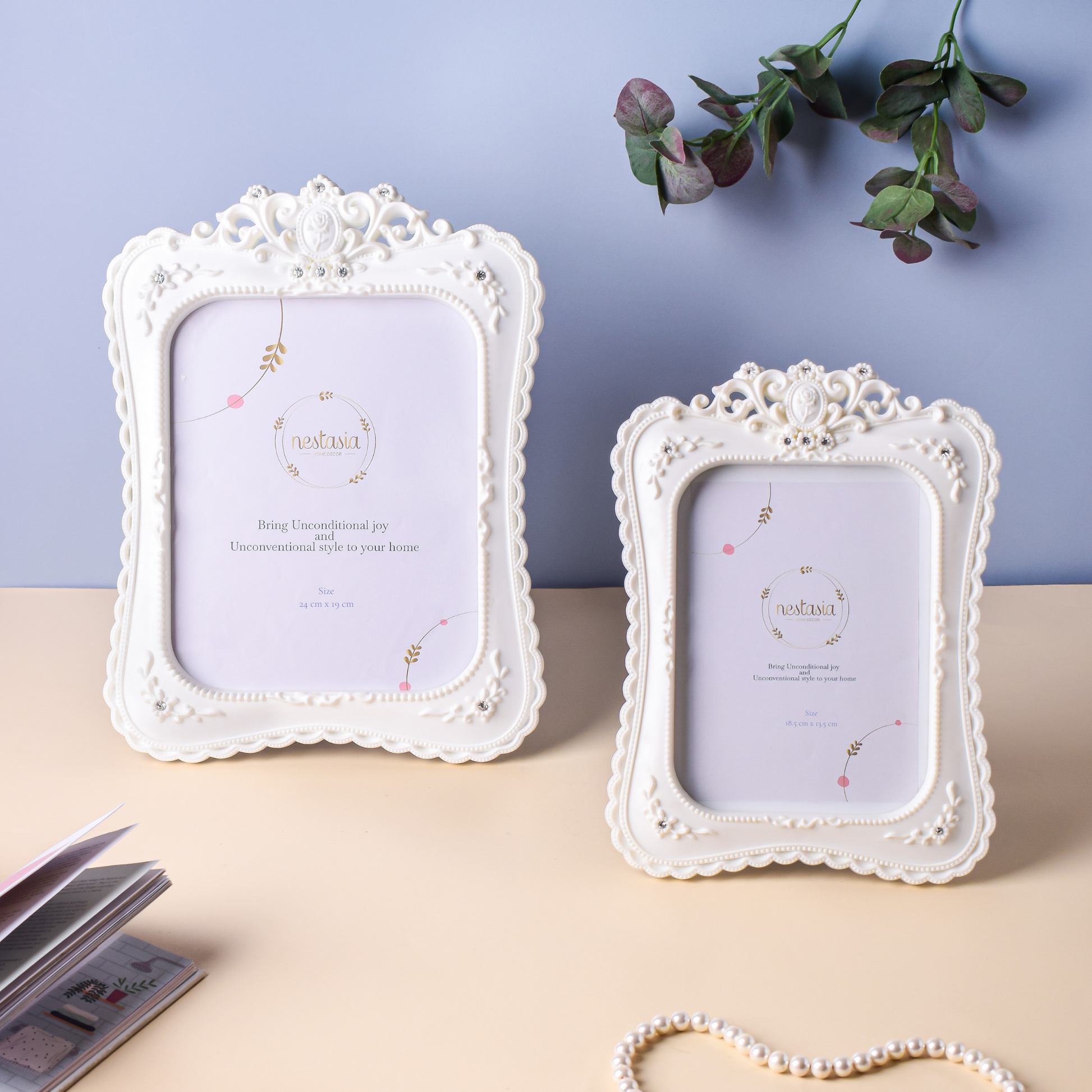 Crowned White Large Photo Frame
