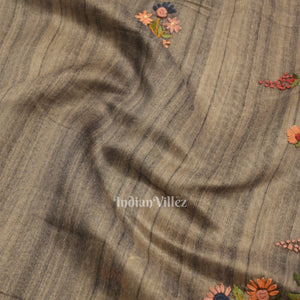 Multi Color Flower Tussar Banarasi Silk Saree