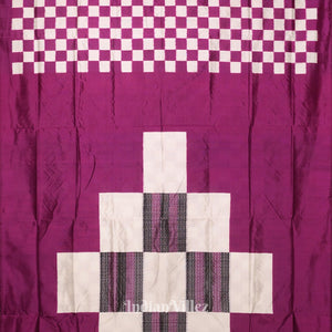 Black White & Purple Odisha Ikat Pasapali Sambalpuri Silk Saree