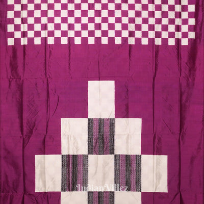 Black White & Purple Odisha Ikat Pasapali Sambalpuri Silk Saree
