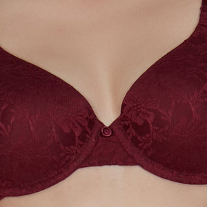 Floral Romance Padded Wired Bra - Maroon
