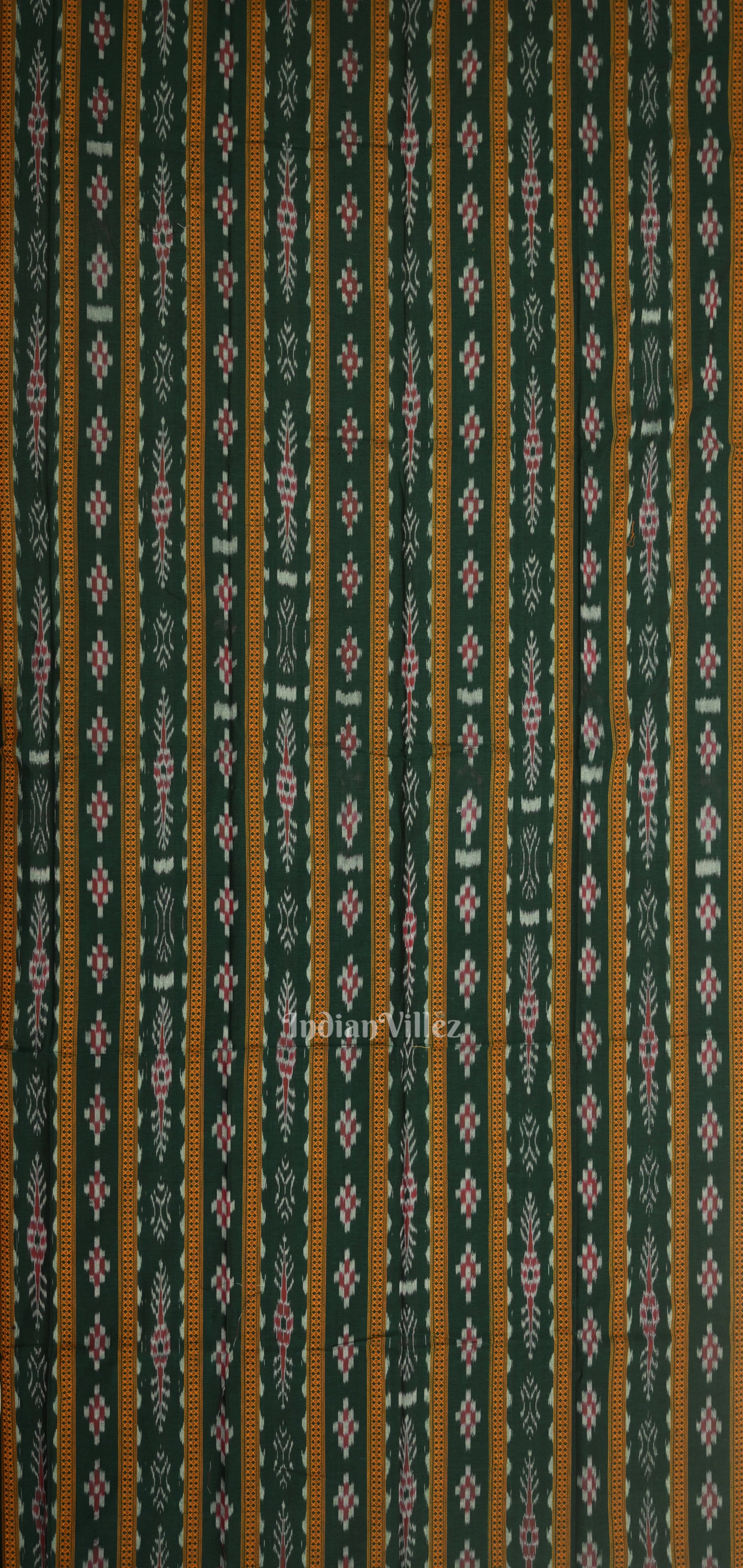 Green Yellow Pasapali Sambalpuri Cotton Dress set with Dupatta