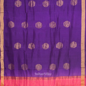 Violet With Pink Pure Kanjivaram Soft Silk Saree