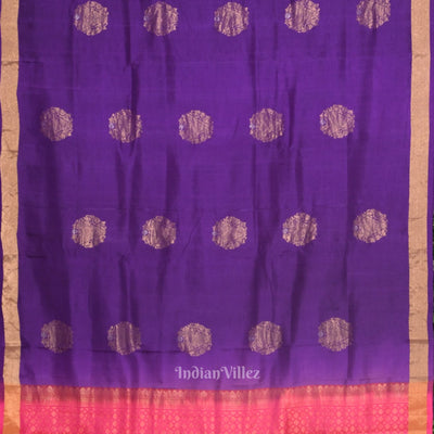 Violet With Pink Pure Kanjivaram Soft Silk Saree