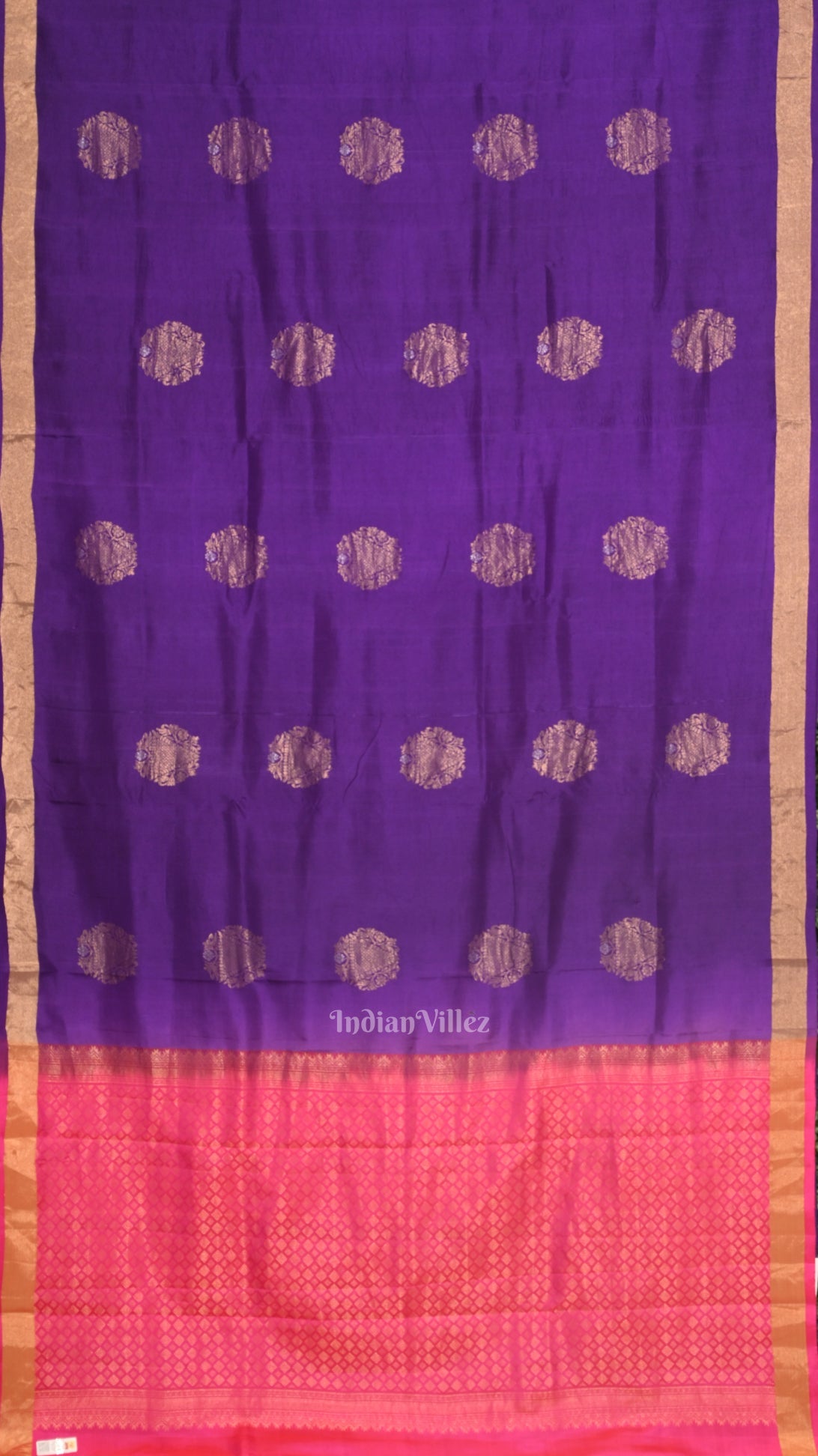 Violet With Pink Pure Kanjivaram Soft Silk Saree