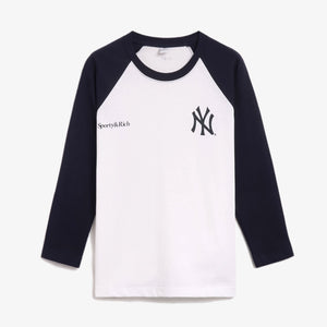 SPORTY & RICH | YANKEES SERIF BASEBALL T-SHIRT { WHITE/NAVY