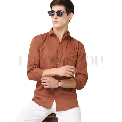 Frankshop Casual Pure Cotton Dusty Brown Shirt for Man